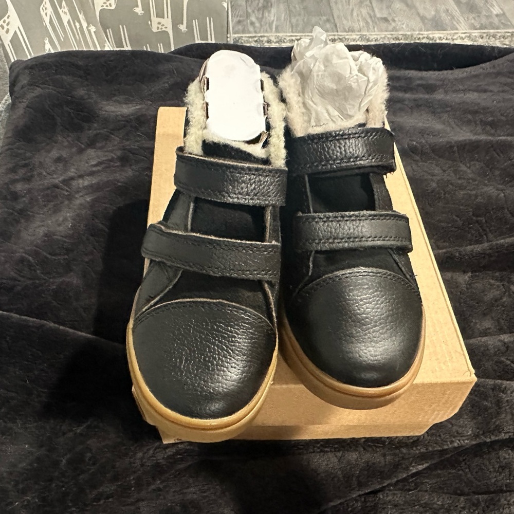 UGG Black Kids Boots with Tan Soles